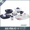 Conjunto de jantar de porcelana 46PCS, novo conjunto de jantar de forma quadrada, conjunto de jantar de decalque de flor